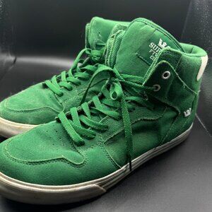 Supra Vaider High Top Men’s Green Suede Skate Shoes